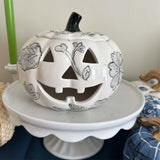 Black and White Floral Halloween Jack-O-Lantern