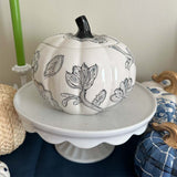 Black and White Floral Halloween Jack-O-Lantern