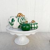 Green Floral and Plaid Pumpkin Set