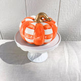 Orange Gingham Squatty Ceramic Pumpkin