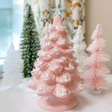 13" Vintage Pink Ceramic Christmas Tree With White Lights