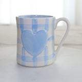 Blue Gingham Heart Mug