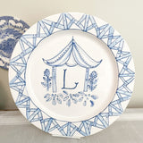Blue and White Round Chinoiserie Initial Platter