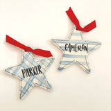 Gingham Star Personalized Hand Painted Ornament