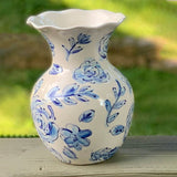Large Blue and White Floral Pattern Ceramic Flower Vase