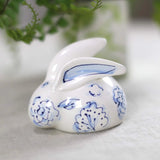 4" Hand Painted Ceramic Bunny Statue