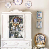 Home On Fern Hill Blue and White Bamboo Floral Rectangle Platter