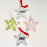 Gingham Star Personalized Hand Painted Ornament
