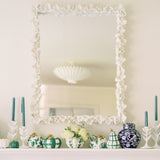 Squatty Green and White Modern Floral Ceramic Pumpkin