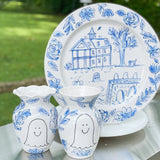 Blue Halloween Toile Platter 12"
