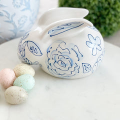 6" Hand Painted Ceramic Bunny Statue