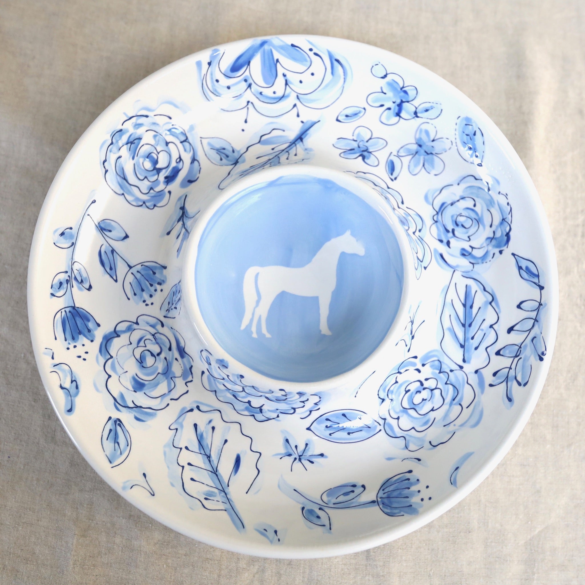 Modern Floral Pattern Chip and Dip Server