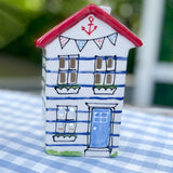 Horizontal Navy Stripe Boathouse Village House Lantern