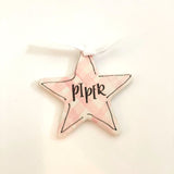 Gingham Star Personalized Hand Painted Ornament