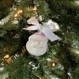 Soft Pink Santa Face Personalized Christmas Ornament