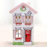 Short Pink House With A Red Door Village Lantern