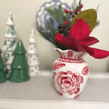 Red and White Floral Ruffle Vase