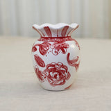 Red and White Floral Ruffle Vase