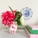 Red and White Floral Ruffle Vase