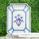 Home On Fern Hill Blue and White Bamboo Floral Rectangle Platter