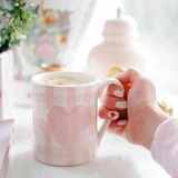 Pink Gingham Heart Mug
