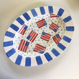 Large Oval Rim American Flag and Stripe Platter