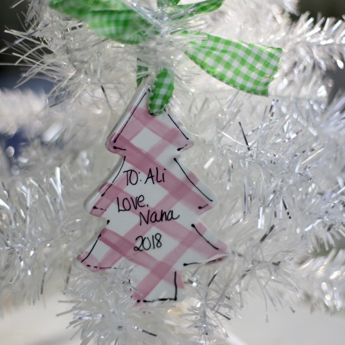 Pink Gingham Christmas Tree Ornament