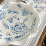 Scalloped Large Floral Serving Bowl