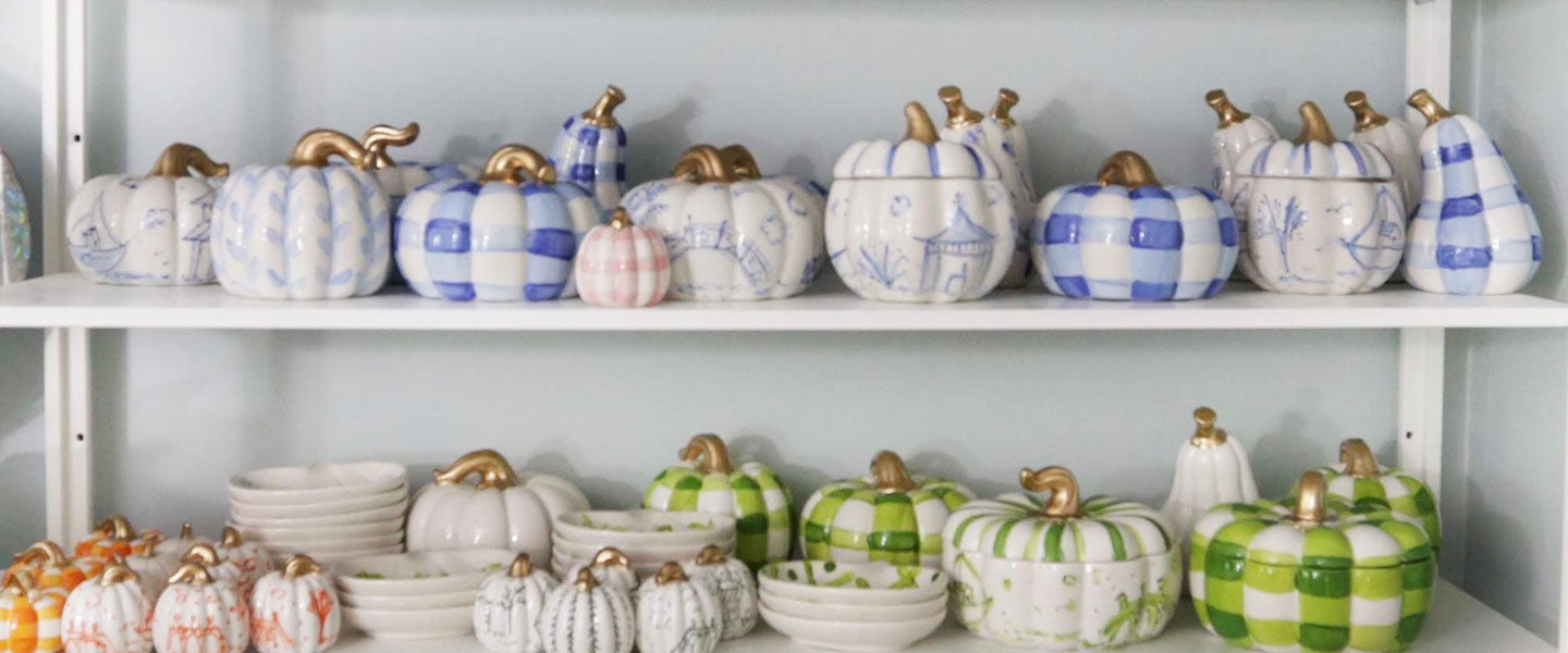 Black and White Hand Painted Ceramic Pumpkins