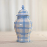 10" Ella Gingham Pattern Ginger Jar