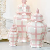 10" Ella Pink Gingham Ginger Jar