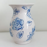 8" Blue and White Floral Pattern Vase