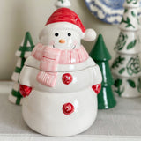 Pink and Red Snowman Cookie Jar