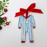 Baseball Striped Pajama Christmas Ornament