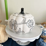 Black and White Floral Halloween Jack-O-Lantern