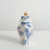 7" Ella Blue and White Floral Ginger Jar - Imperfect