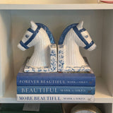 Classic Horse Head Book Ends Set - Blue