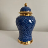 Egyptian Blue With Gold Lattice Ginger Jar