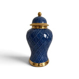 Egyptian Blue With Gold Lattice Ginger Jar