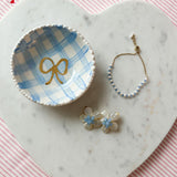 Light Blue Gingham Ring Dish