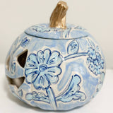 Blue Floral Light Up Jack-O-Lantern