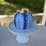 Blue and Navy Single Vine Chunky Ceramic Pumpkin