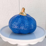 Blue Knit Ceramic Pumpkin