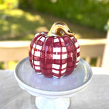 Berry Plaid Chunky Ceramic Pumpkin