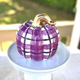 Purple Plaid Chunky Ceramic Pumpkin