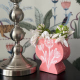 Flat Pedestal Vase - Coral With Gold Accents