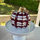 Dark Berry Plaid Chunky Ceramic Pumpkin