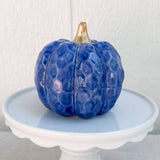 Dark Blue Hammered Ceramic Pumpkin