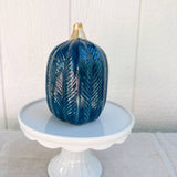 Dark Bluegrass Textured Ceramic Pumpkin