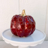 Dark Red Hammered Ceramic Pumpkin